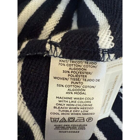 Loft cotton blend striped dress mixed media v-neck size L - Picture 6 of 8